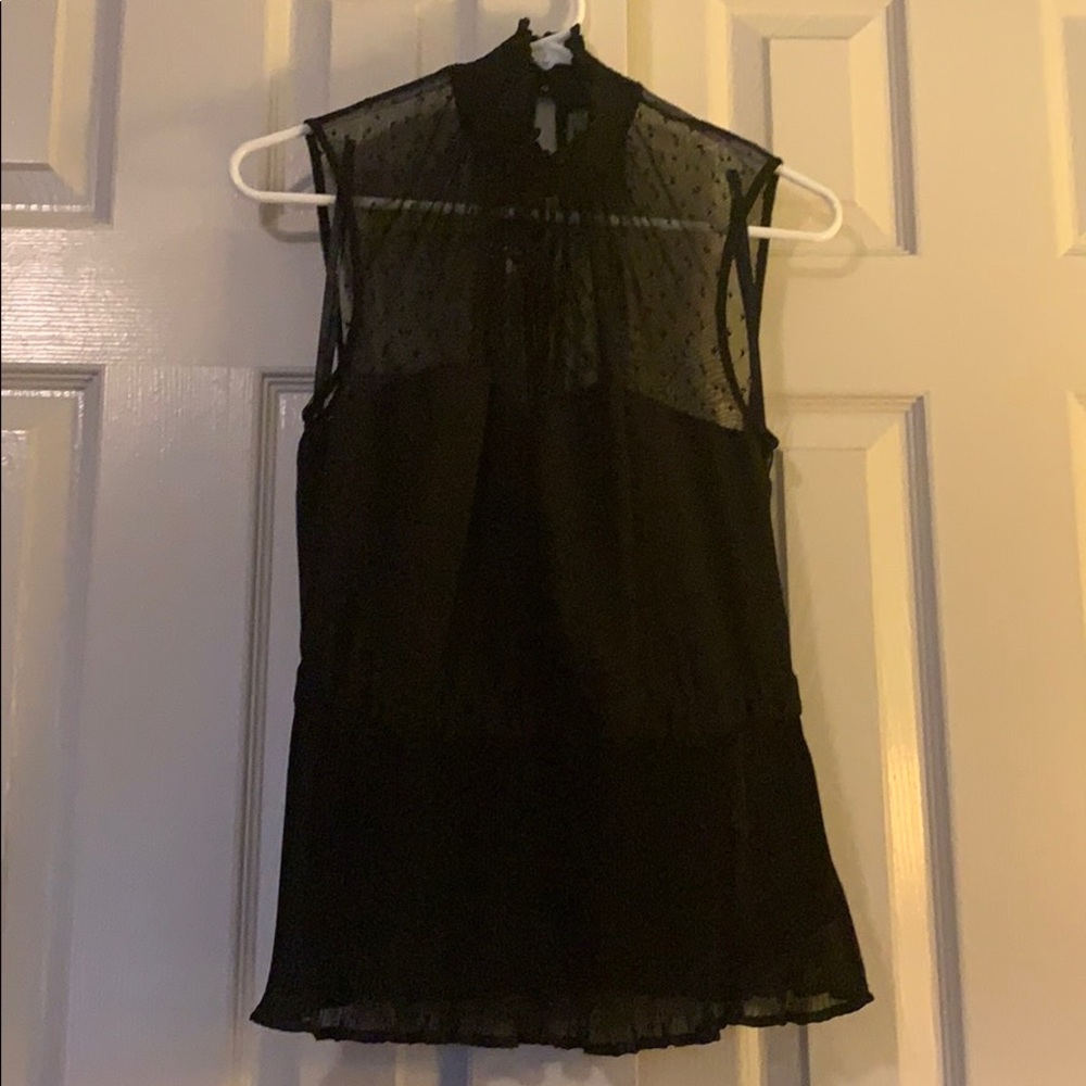 Black lace sleeveless blouse